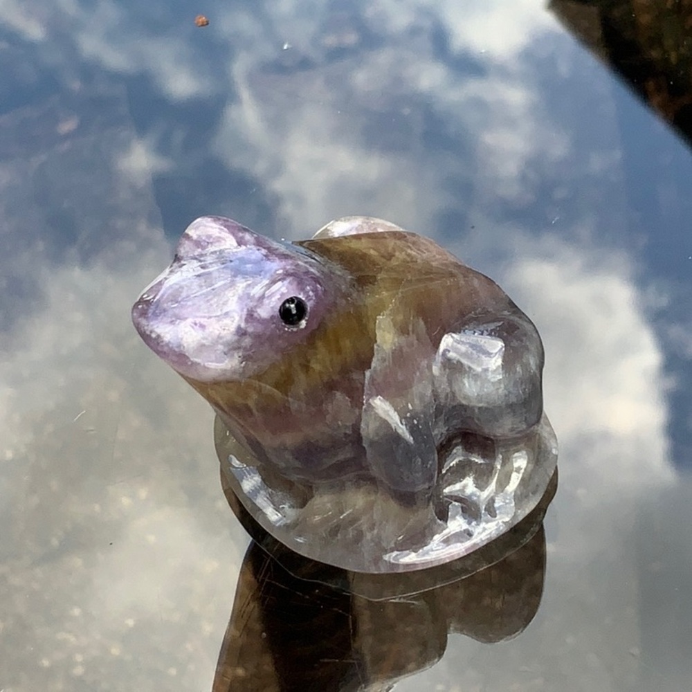 FLUORITE HAND CARVED FROG